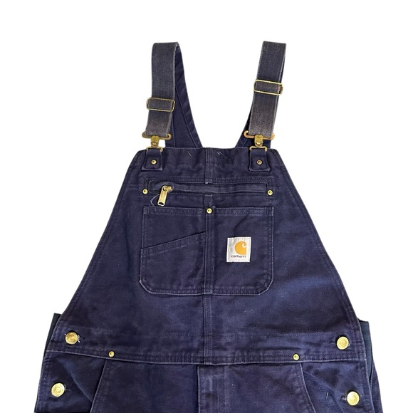 CARHARTT Bib Overalls Men's Navy Cotton Size 36x28 - Picture 6 of 10